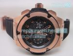 Swiss Replica Hublot Big Bang Black Dial Rose Gold Bezel Rubber Strap Watch